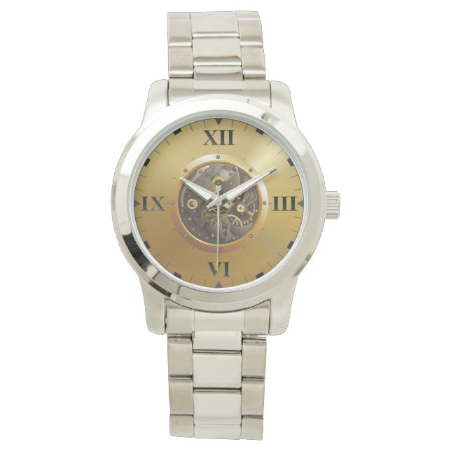 Uhrwerk mit römischer Wählscheibe Armbanduhr (Vorderseite)