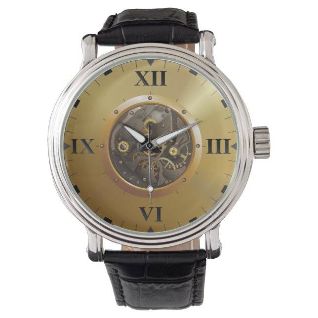 Uhrwerk mit römischer Wählscheibe Armbanduhr (Vorderseite)
