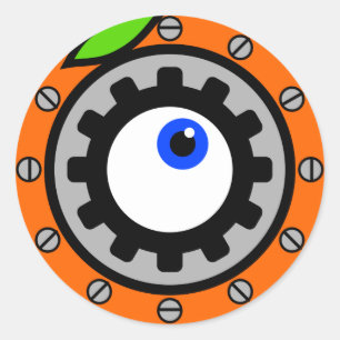 Uhrwerk Orange Runder Aufkleber