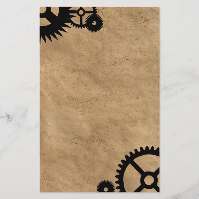 Uhrwerk Steampunk Briefpapier (Vorderseite)