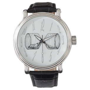 Uhrzahlen u. aufrechter Hourglass, die Gesicht Armbanduhr