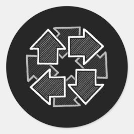 Uhrzeigersinn-Pfeile Minimale geometrische schwarz Runder Aufkleber