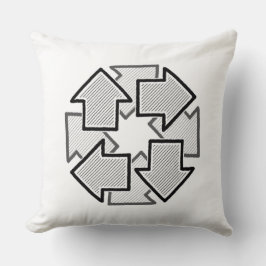 Uhrzeigersinn-Pfeile Minimale geometrische weiße V Kissen