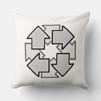 Uhrzeigersinn-Pfeile Minimale geometrische weiße V Kissen