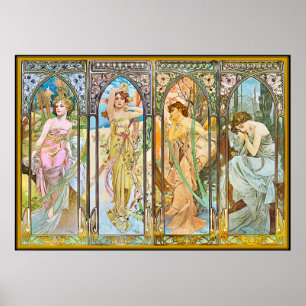 Uhrzeit, Alphonse Mucha Poster