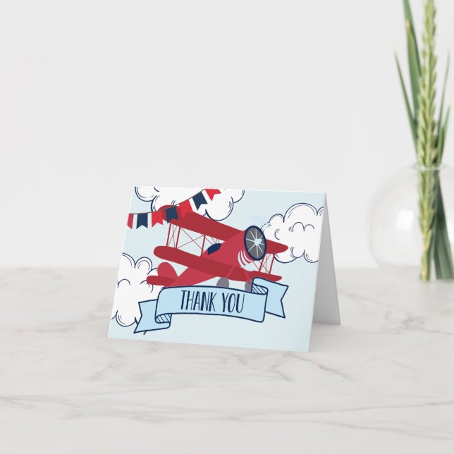 Uhrzeit Fliegt Flugzeug zum Geburtstag Dankeskarte (Vorderseite)