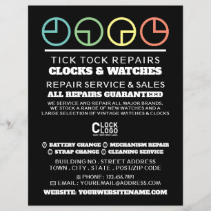 Uhrzifferblatt-Icons, Horologe Werbung Flyer