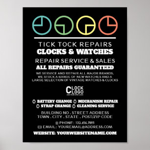 Uhrzifferblatt-Icons, Horologe Werbung Poster