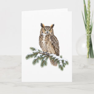 Uhu auf einem schneebedeckten Ast Karte