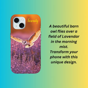 Uhu der Scheune, die über eine Lavendelwiese flieg Case-Mate iPhone Hülle