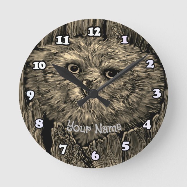 Uhu-Uhr  Runde Wanduhr (Vorderseite)