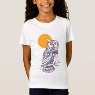 Uhu und Mond mit bunten Farben T-Shirt