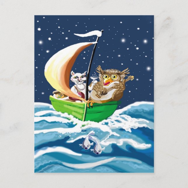 Uhu und Pussycat Postkarte (Vorderseite)