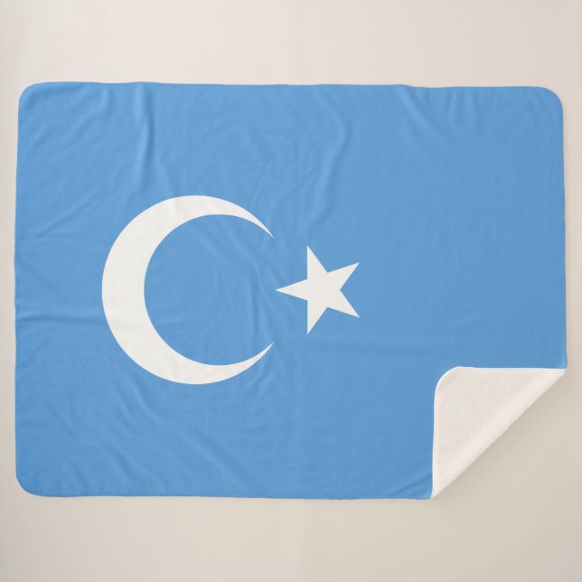 Uighurische Flagge Ostturkistans (Uighuristan) Sherpadecke (Vorderseite (Horizontal))