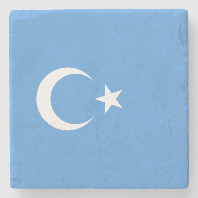Uighurische Flagge Ostturkistans (Uighuristan) Steinuntersetzer (Vorderseite)