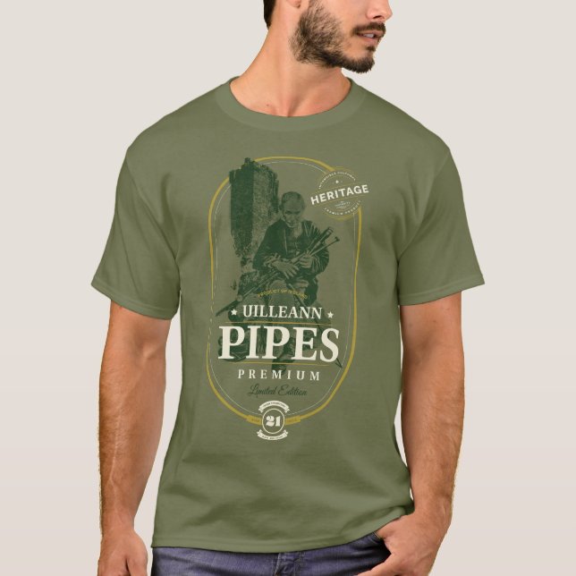 Uilleann Pipes Premium T-Shirt (Vorderseite)