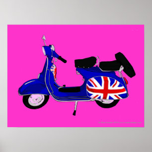 UJ Blue Scooter Pop Art Print Poster