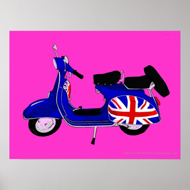 UJ Blue Scooter Pop Art Print Poster (Vorne)