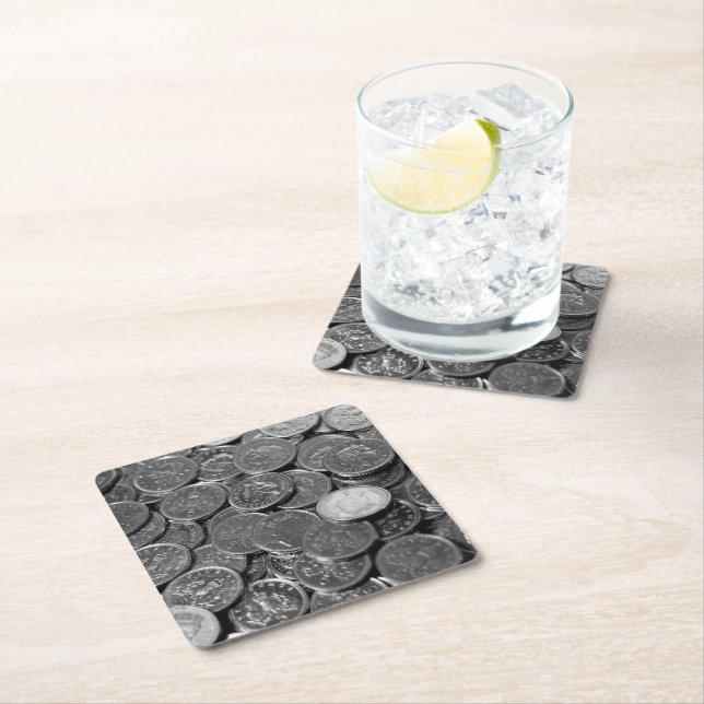UK 5-Pence-Münzen Square Paper Untersetzer (Vor Ort)