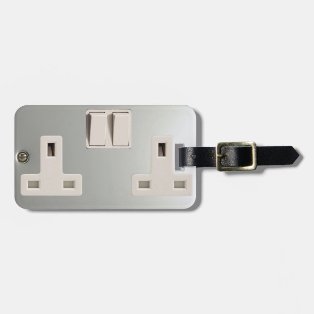 UK AC BS 1363 Plug-Socket [Britische Standard] Gepäckanhänger (Vorderseite horizontal)