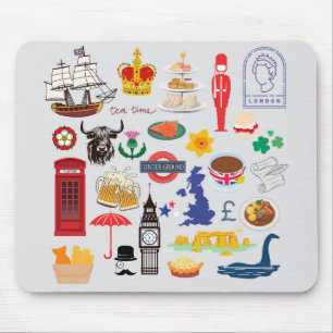 UK britische Symbole Mousepad