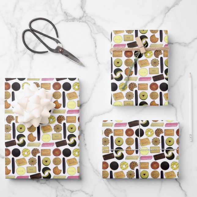 UK British Biscuits Shortbread Rich Tea Digestives Geschenkpapier Set (Vorderseite)