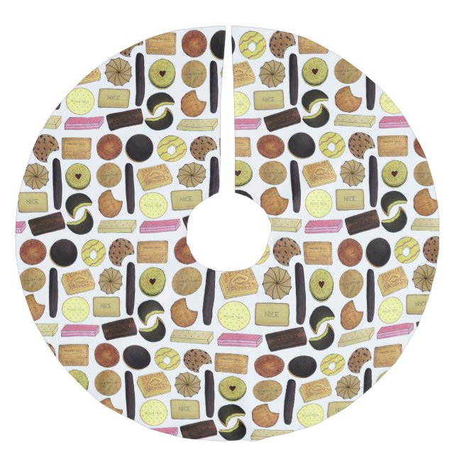 UK British Biscuits Shortbread Rich Tea Digestives Polyester Weihnachtsbaumdecke (Vorderseite)