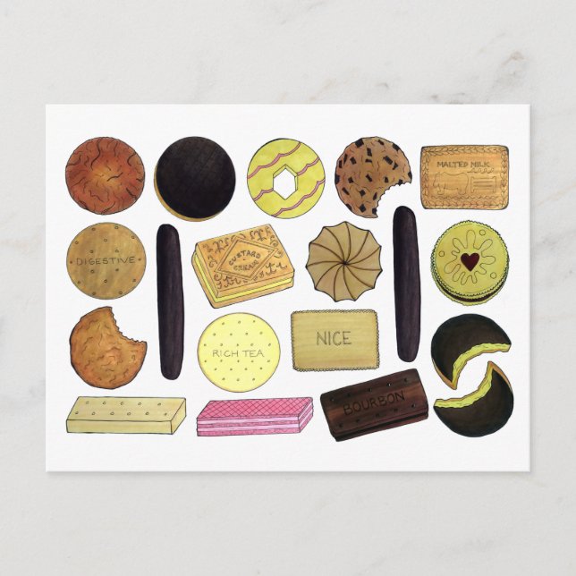 UK British Biscuits Shortbread Rich Tea Digestives Postkarte (Vorderseite)