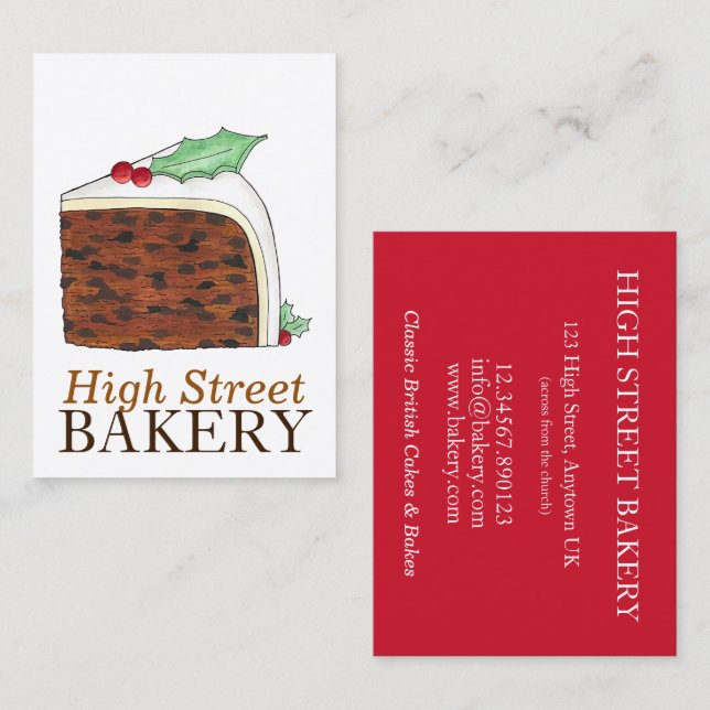 UK British Christmas Cake Shop Bakery Food Visitenkarte