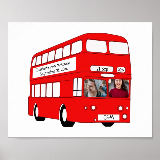 UK British London Bus Personalisiert Novelty Poster (Vorne)