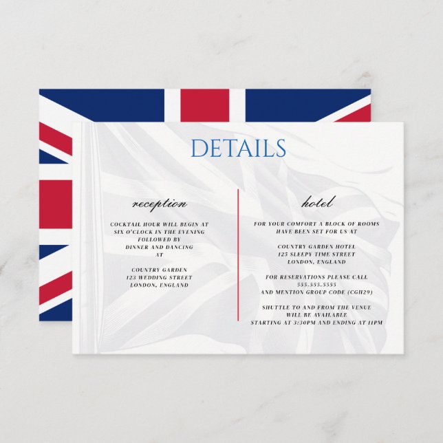 UK Couclosure Card Begleitkarte (Vorne/Hinten)