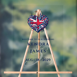 UK Couple Heart Wedding Welcome Acrylschild