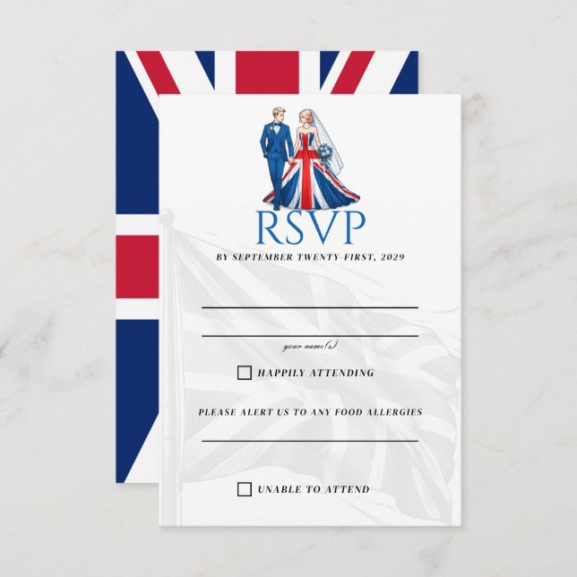 UK Couple RSVP Card (Vorne/Hinten)