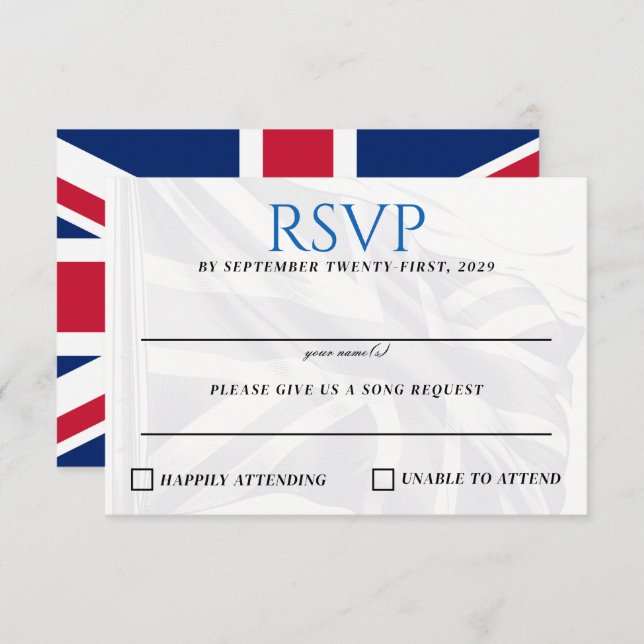 UK Couple RSVP Karte (Vorne/Hinten)
