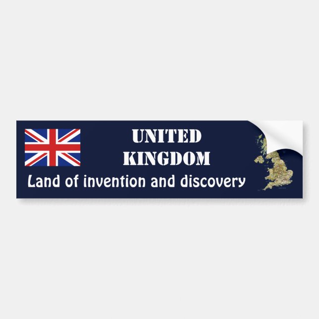 UK Flag + Map Autoaufkleber (Vorne)