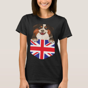 UK Flag Miniaturamerikanischer Schäferhund in Pock T-Shirt