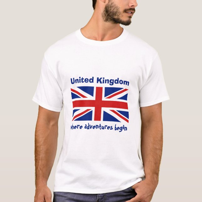 UK-Flagge + Karte + Text-T - Shirt (Vorderseite)