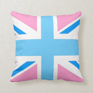 UK-Flagge rosa und blau Pastell-Wurfkissen Kissen