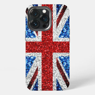 UK-Flagge rot blau weiß funkelt glitzert iPhone 13 Pro Hülle