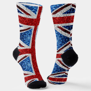 UK-Flagge rot blau weiß funkelt glitzert Socken