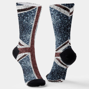UK-Flagge Rustikale Vintage-Funken Glitter Bling Socken