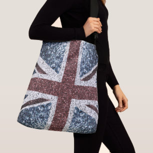 UK-Flagge Rustikale vintage Funken Glitter Bling Tragetaschen Mit Langen Trägern