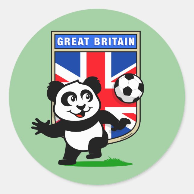 UK Football Panda Runder Aufkleber (Vorderseite)