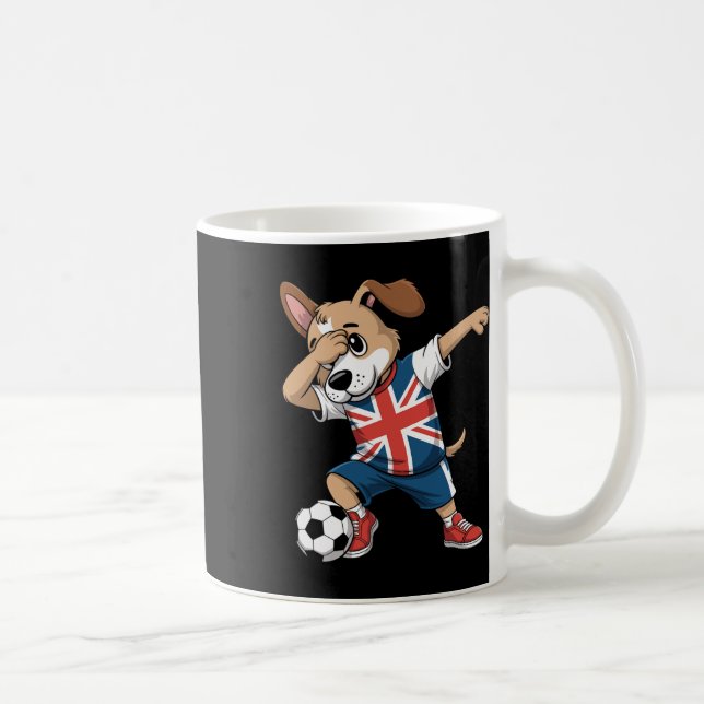 UK-Fußball-Dabbing-Hund Union Jack Kaffeetasse (Rechts)