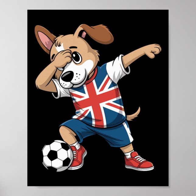 UK-Fußball-Dabbing-Hund Union Jack Poster (Vorne)