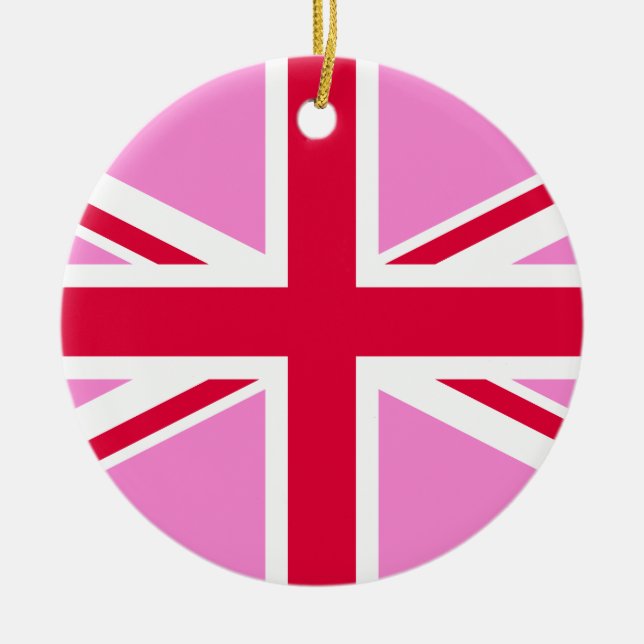 UK Gay Pride (Pink Union Jack) (Gay British Flag) Keramik Ornament (Vorne)