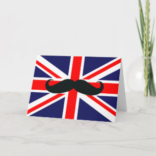 UK Great Britain Flag Mustache Christmas Card Feiertagskarte