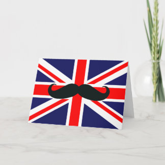 UK Great Britain Flag Mustache Christmas Card Feiertagskarte