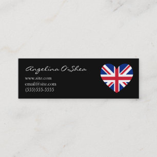 UK Heart Skinny Business Card Mini Visitenkarte