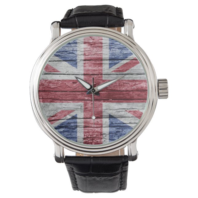 UK Holzflagge Armbanduhr (Vorderseite)